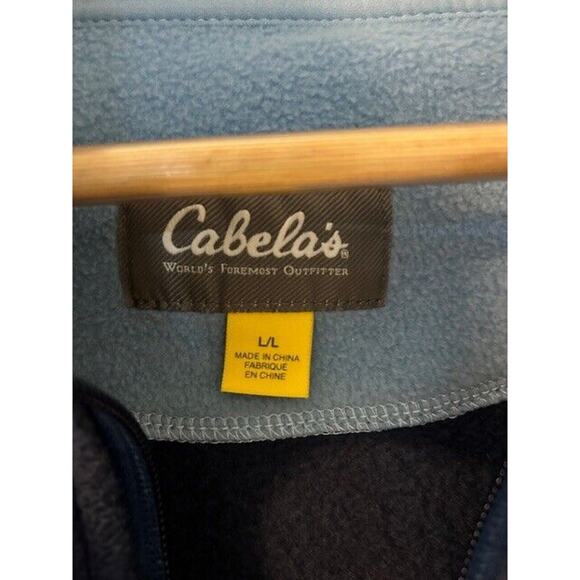 CABELA'S Men's Fleece Jacket LARGE Blue Embroidered Logo Full Zip Coat - Picture 6 of 11